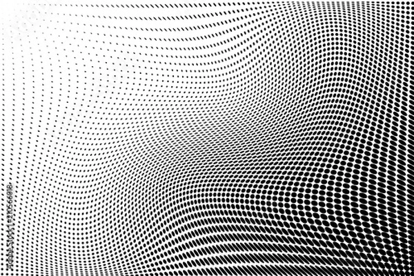 Fototapeta Wavy dot lines pattern. Halftone background. Futuristic panel. The background to create a modern backdrops, posters, banners 