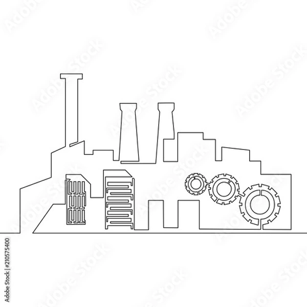 Fototapeta Ciągły wektor koncepcji fabryki jednej linii