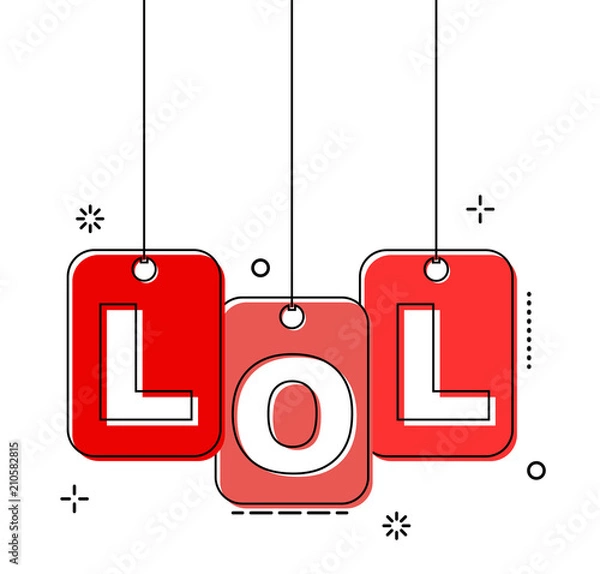 Fototapeta red flat line tag lol