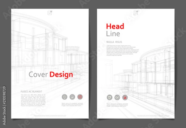 Fototapeta Abstract architecture background, layout brochure template, abstract architecture composition.  Geometric design.  Cover design template for annual report. Cover presentation on a4.