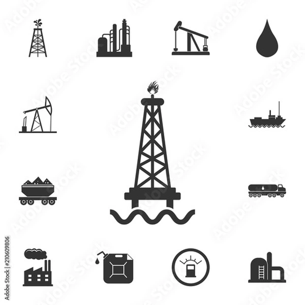 Fototapeta Oil derrick icon. Simple element illustration. Oil derrick symbol design from Petrol collection set. Can be used for web and mobile