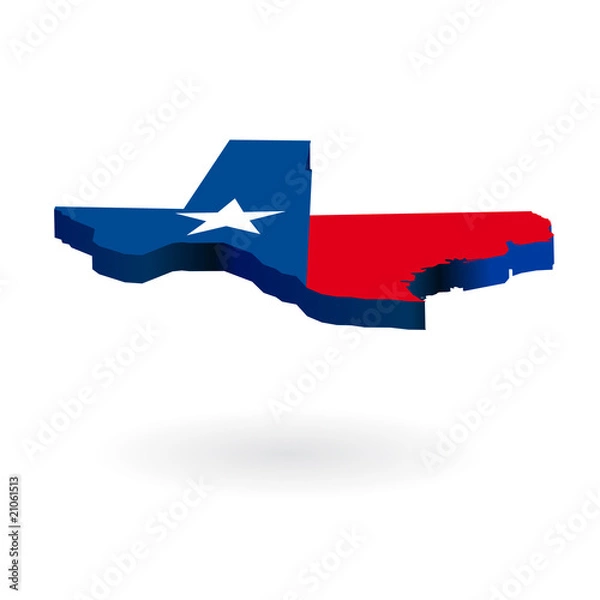 Obraz texas 3d state map and flag