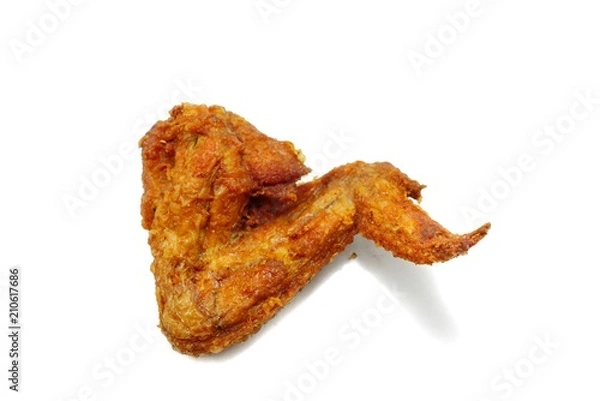 Obraz Top view fried chicken wings isolated on white background. Space for text in template. 