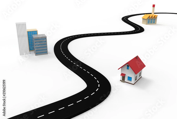 Obraz road and buildings isolated