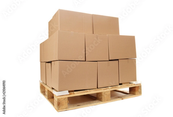 Obraz Cardboard Boxes On Wooden Palette