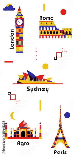 Obraz Colorful geometric landmarks