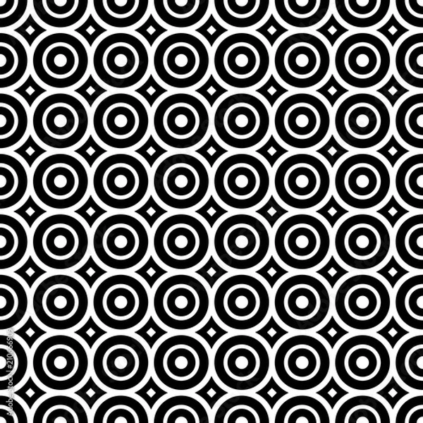 Fototapeta Seamless pattern with black and white circles