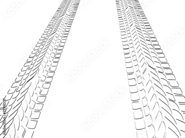 Fototapeta Spur eines Reifen