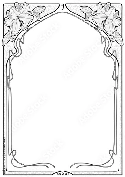 Obraz Ramki w stylu Art Nouveau z miejscem na tekst.