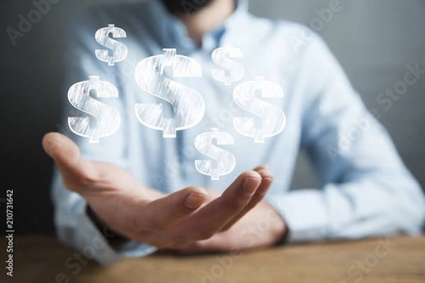 Fototapeta Man in american dollar concept