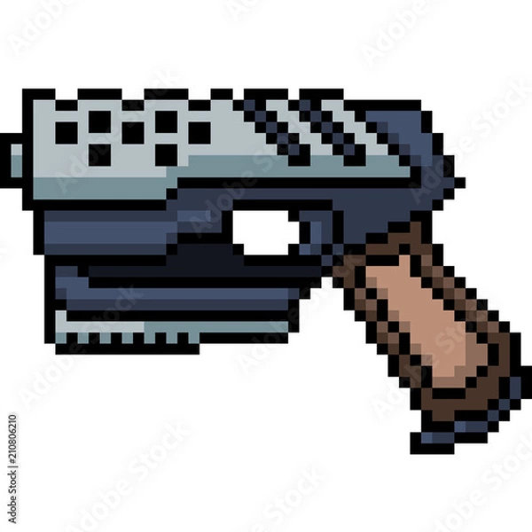 Obraz vector pixel art sci fi gun