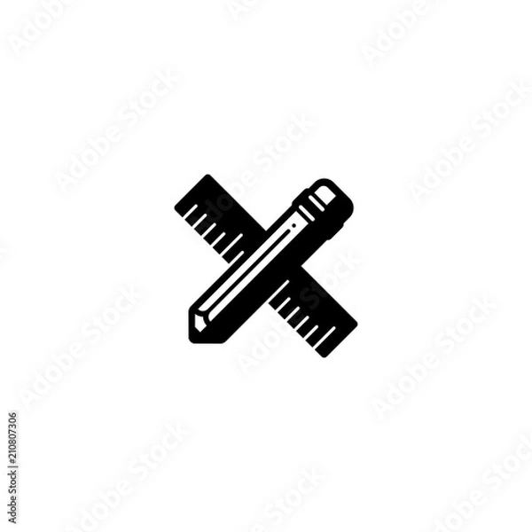 Fototapeta Ruler pencil measurement vector icon symbol pictogram