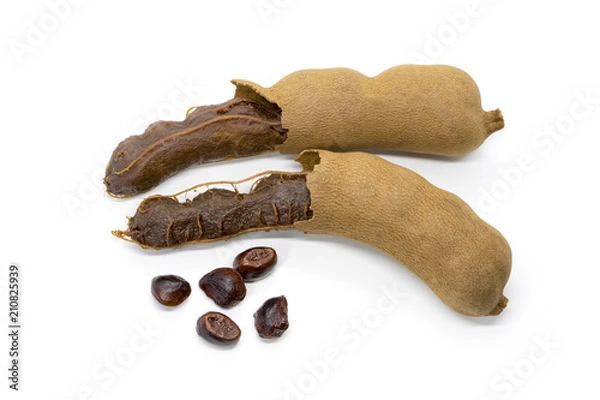 Fototapeta Image of tamarind isolated on white background. Fruit. Food.