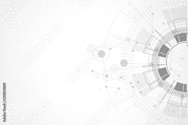 Fototapeta Abstract background with technology circuit board texture. Futuristic digital circle. Communication and engineering concept. Innovation technology concept design wave flow. Vector illustration