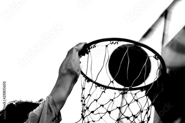 Obraz dunk basketball black and white background