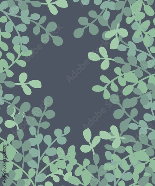 Obraz Vector poster with branches and leaves. Isolated hand drawn illustration on dark background