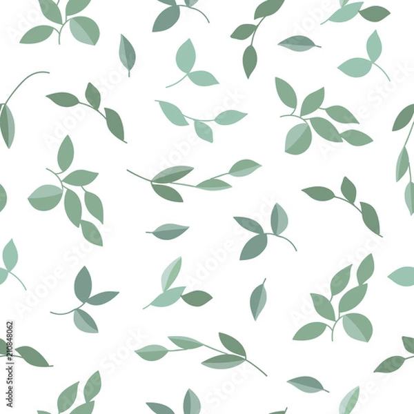 Fototapeta Vector seamless pattern with plants, branches, leaves