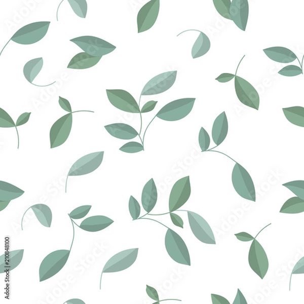 Fototapeta Vector seamless pattern with plants, branches, leaves