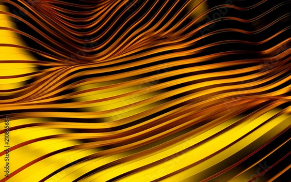 Fototapeta Gold stripe waves futuristic background. 3d render