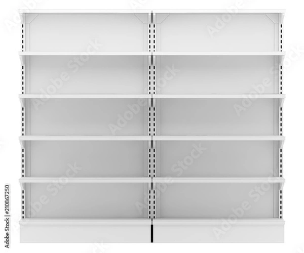 Obraz empty supermarket shelves isolated on white background