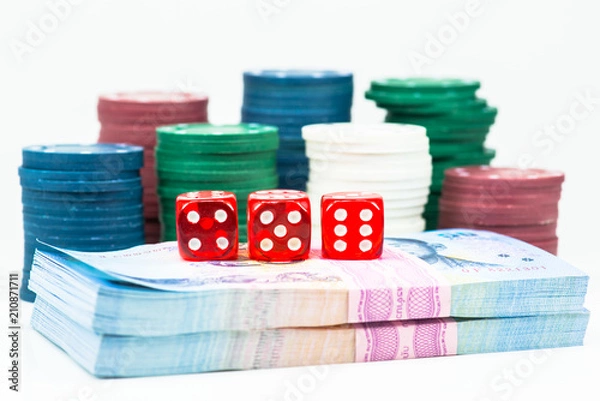 Obraz Dice and gambling for money.