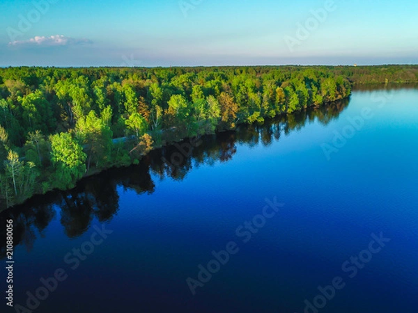 Fototapeta Widok wysokiego widoku Zatoki Finlandii, Lasów i Wysp o zachodzie słońca