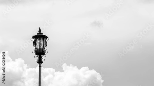 Fototapeta Vintage lamp post - monochrome