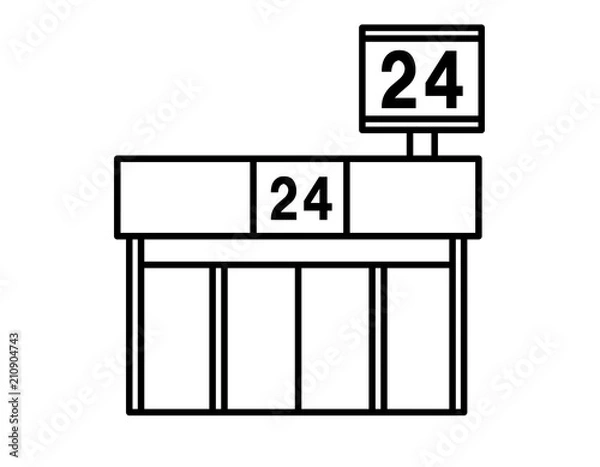 Obraz コンビニ24(線画)看板模様24