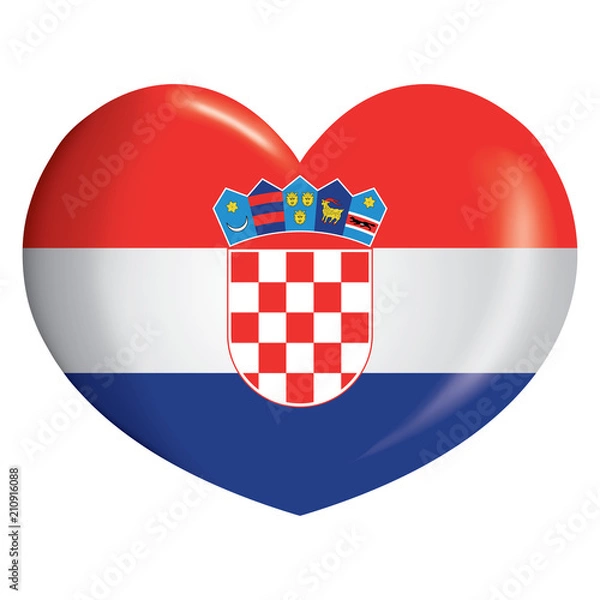 Fototapeta Illustration icon heart with flag of Croatia. Ideal for catalogs of institutional materials and geography