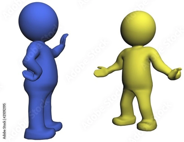 Obraz Yellowman Explaining to Blueman