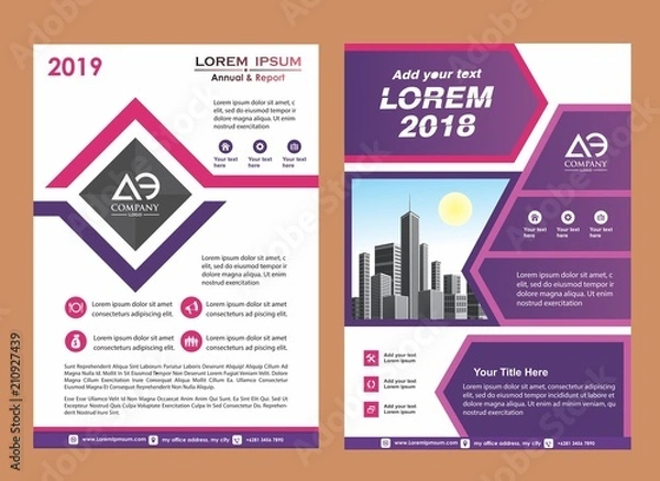 Fototapeta modern cover, brochure, layout for annual report with city background