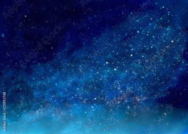 Obraz キラキラ輝く美しくて幻想的な星空の景色の背景グラフィック