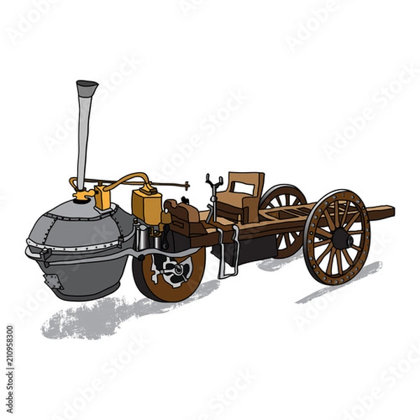 Obraz Steam_vechicle_colored_doodle