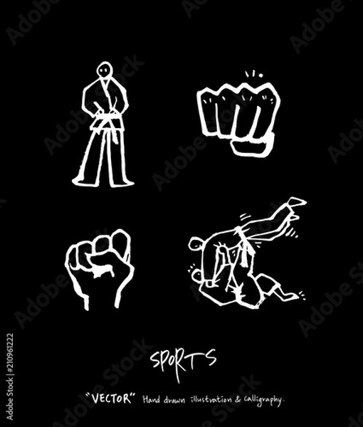 Fototapeta 스포츠 포스터 / 손으로 그린 스포츠 그림