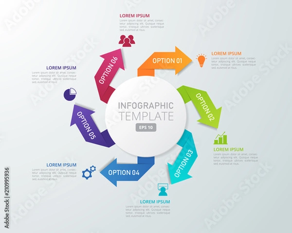Fototapeta Infographic template for business, education, web design, banners, brochures, flyers, diagram, workflow, timeline. Vector illustration.