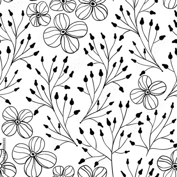 Fototapeta Floral doodle pattern