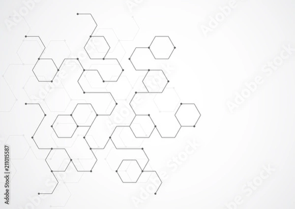 Fototapeta Abstract connecting dots and lines. Connection science background. Vector illustration