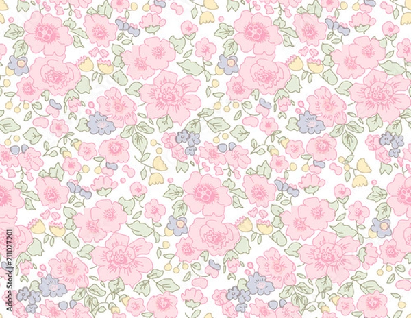 Fototapeta Cute Floral pattern in the small flower. "Ditsy print". Cute Floral pattern in the small flower. Motifs scattered random. Seamless vector texture. Elegant template for fashion prints.