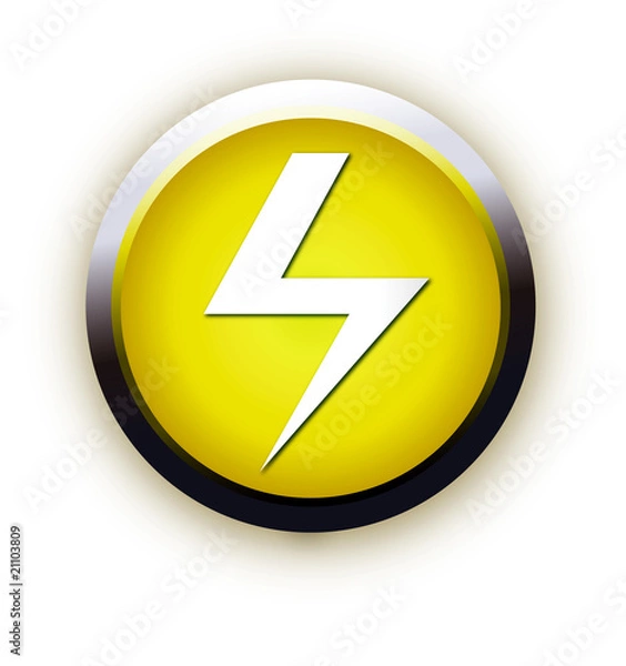 Fototapeta button with high voltage symbol