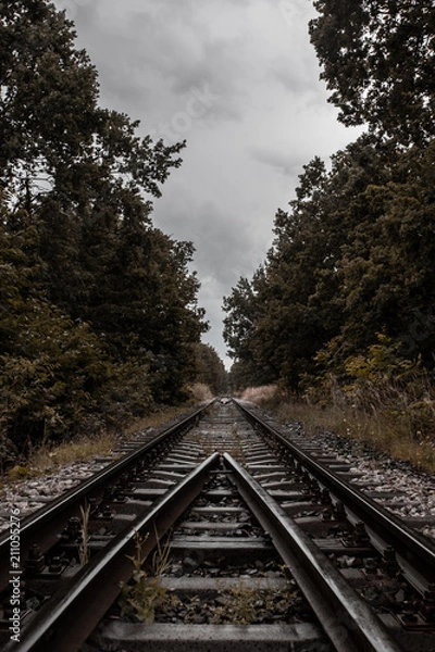 Fototapeta Railtrack in rain.