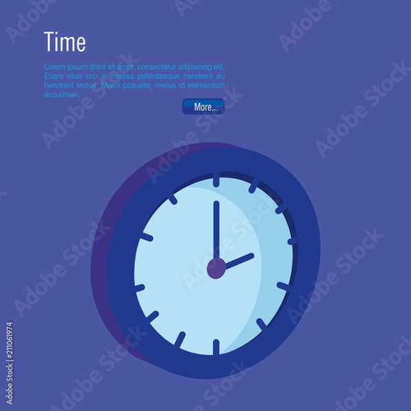 Fototapeta time clock isometric icon vector illustration design