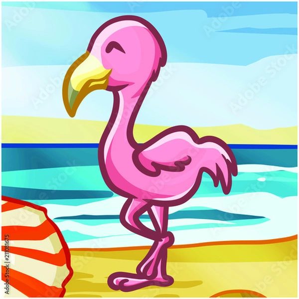 Obraz Flamingo Beach Mascot Design Vector