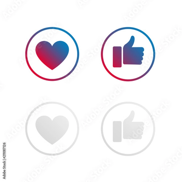 Obraz Like and love social media vector icons for print or web use