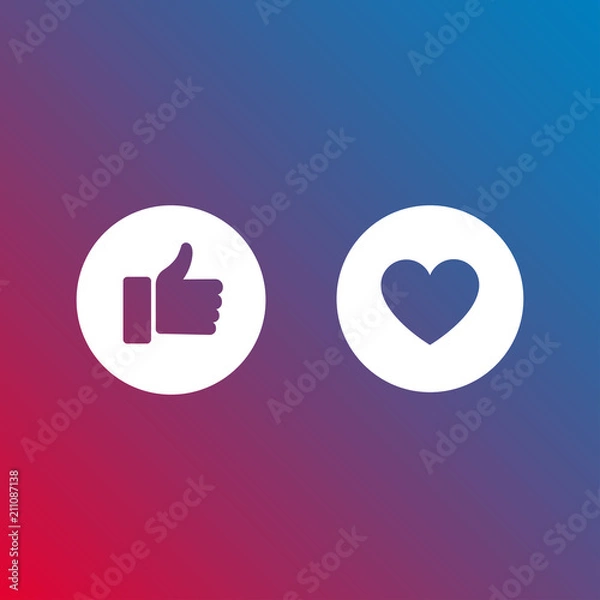 Obraz Like and love social media vector icons for print or web use