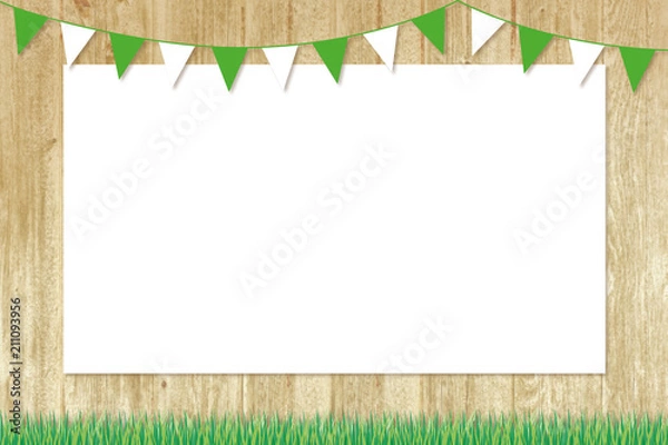 Obraz green and white bunting template