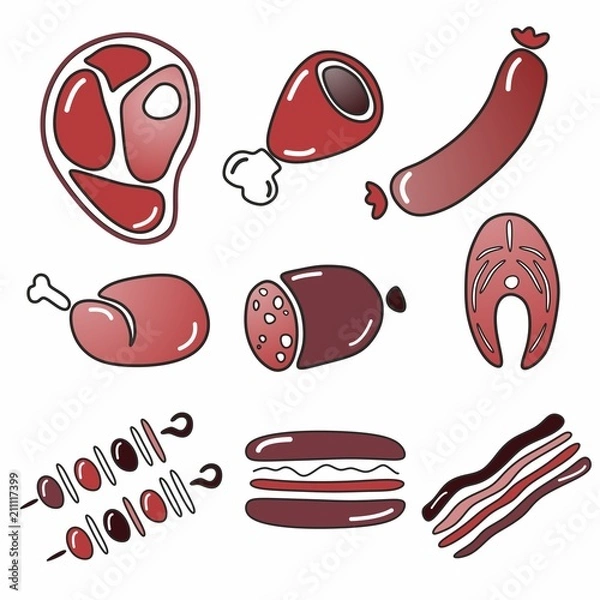 Fototapeta original and creative meat product icon 