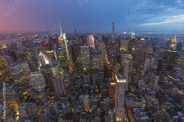 Obraz Night view of New York City as seen from the Rockefeller Center Observation Deck. New York City, USA.