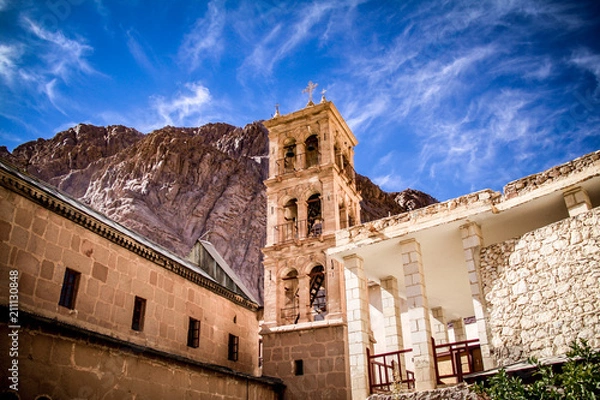 Fototapeta The 6th century, UNESCO-listed St Catherine's monastery at the foot of Mt Sinai in Egypt's Sinai Peninsula. One of the oldest still-functioning Christian monasteries in the world.