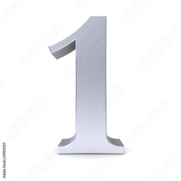 Fototapeta 1 one first number 3d silver isolated