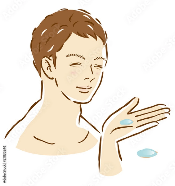 Obraz 男性　基礎化粧品　保湿　スキンケア